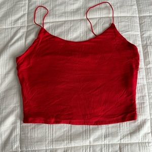 Garage red bungee strap tank top